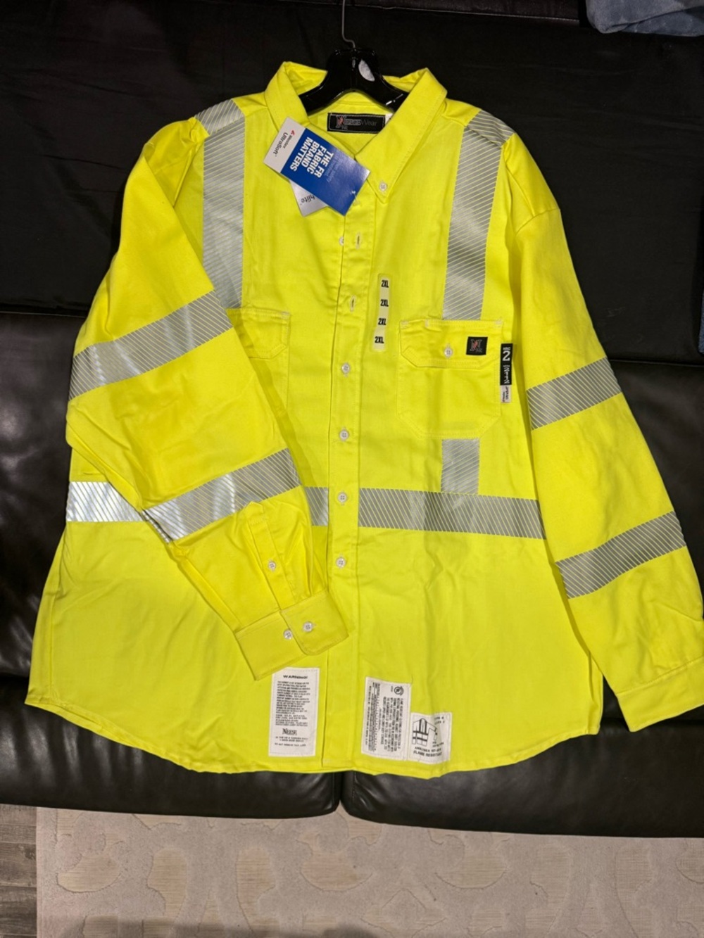 Hi-Vis Long Sleeve Button-Down Work Shirt - Yellow